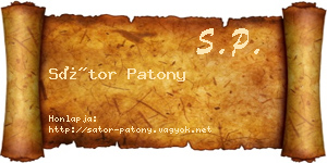 Sátor Patony névjegykártya